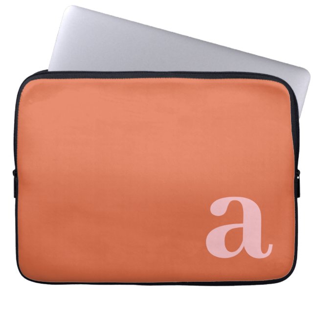 Monogram Letter Pink & Red Minimalist Laptop Sleeve (Front)
