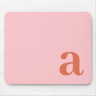 Monogram Letter Pink & Red Minimalist Mouse Pad