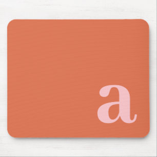 Monogram Letter Pink & Red Minimalist Mouse Pad