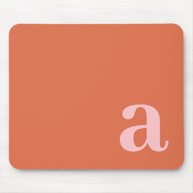 Monogram Letter Pink & Red Minimalist Mouse Pad (Front)
