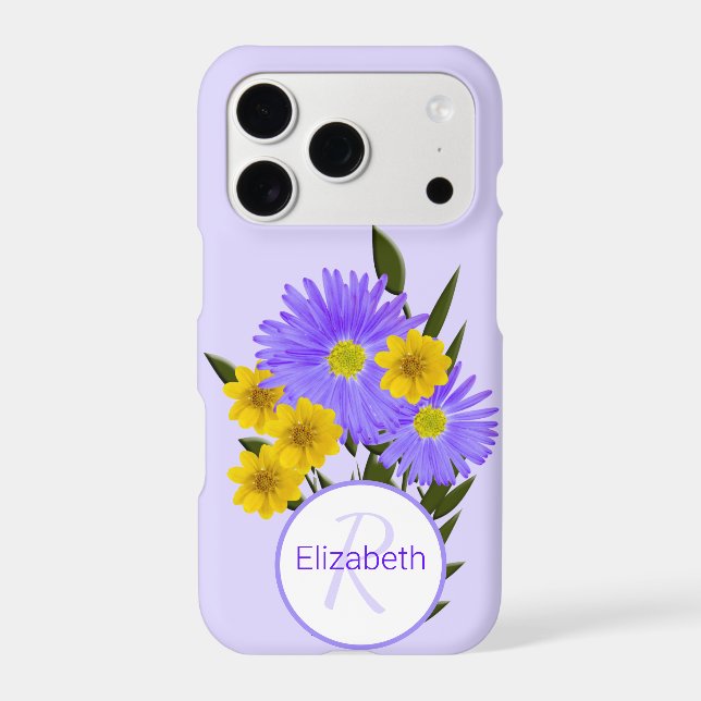 Monogram Letter Purple and Yellow Wildflowers (Back)