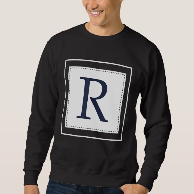 Monogram Letter R Alphabet R Initial Navy Blue Sweatshirt (Front)