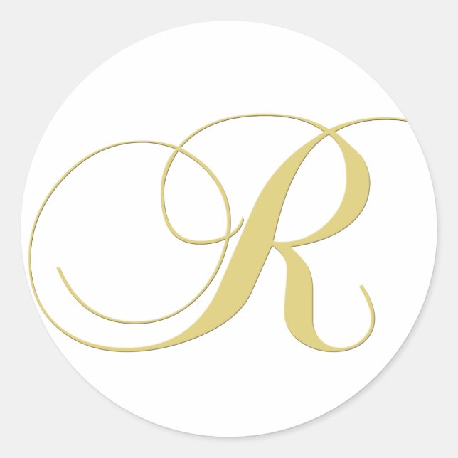 Monogram Letter R Golden Single Classic Round Sticker (Front)
