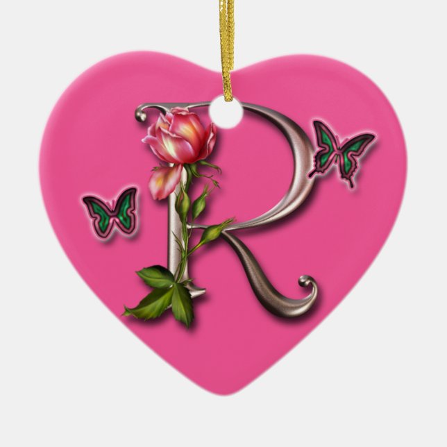 MONOGRAM LETTER R - HEART ORNAMENT (Front)