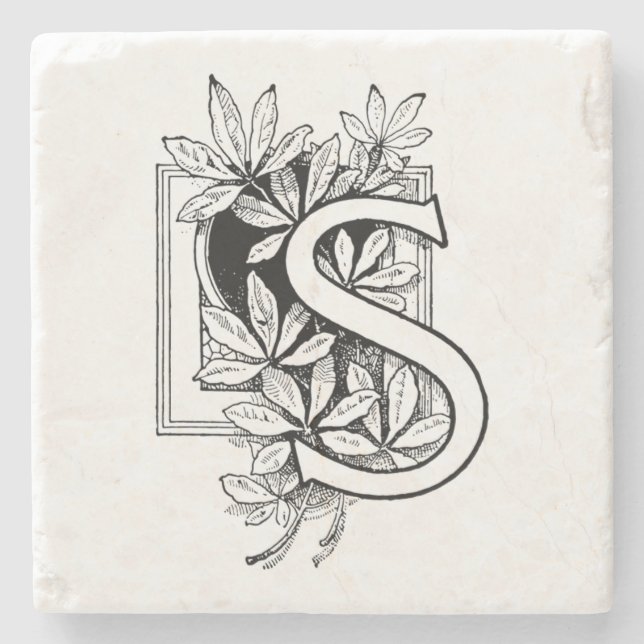 Monogram Letter 'S' Collage Stone Coaster (Front)