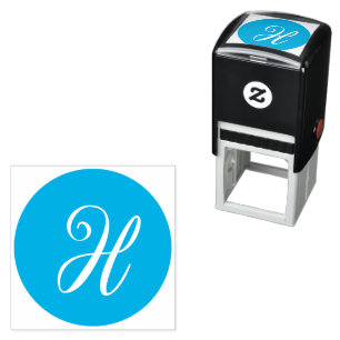 Monogram Letter Script Serif Font Text Self-inking Stamp