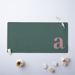Monogram Letter Sea Green & Purple Minimalist Desk Mat