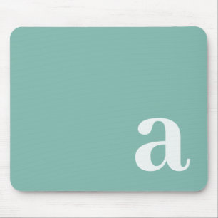 Monogram Letter Teal Blue Minimalist Mouse Pad
