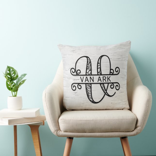 Monogram Letter V with Family Name Cushion (Chair)