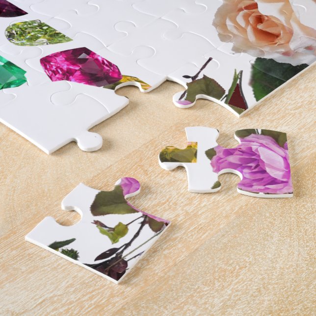 Monogram Letter W – Gemstone Initial Design Jigsaw Puzzle (Side)