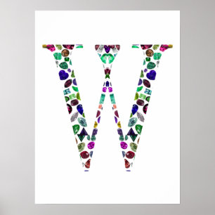 Monogram Letter W – Gemstone Initial Design Poster