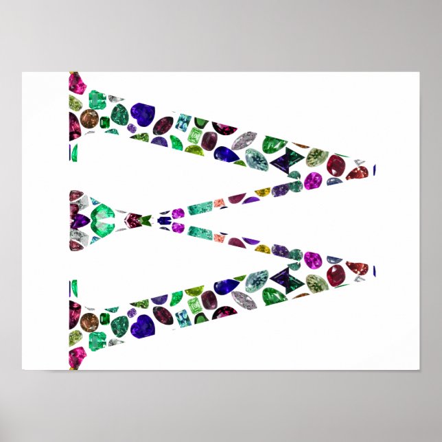 Monogram Letter W – Gemstone Initial Design Poster (Front)