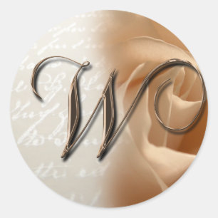 Monogram Letter W  Wedding Envelope Sticker