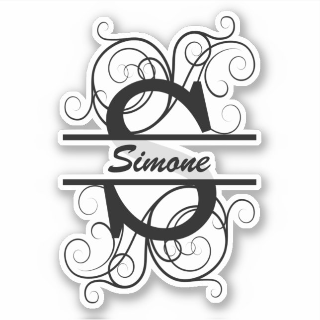 Monogram letter with swirls ; space for your name (Front)