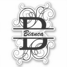 Monogram letter with swirls ; space for your name