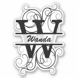 Monogram letter with swirls ; space for your name