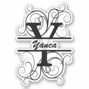 Monogram letter with swirls ; space for your name