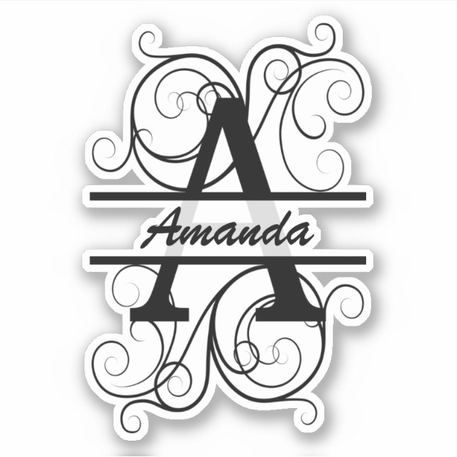 Monogram letter with swirls ; space for your name (Front)