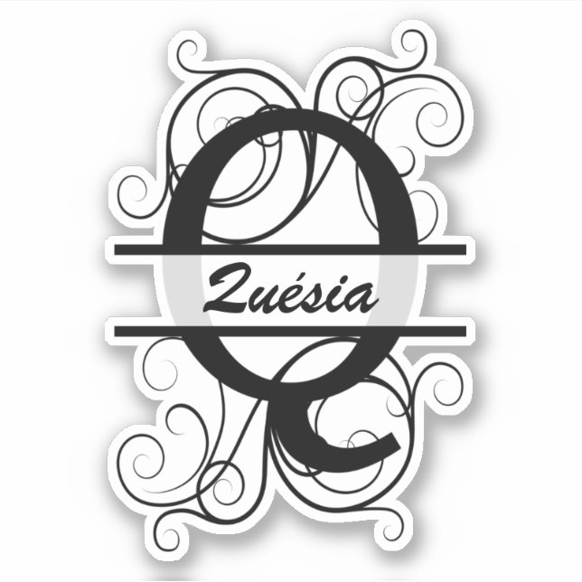 Monogram letter with swirls ; space for your name (Front)