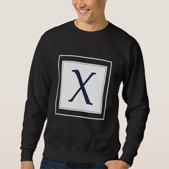 Monogram Letter X Alphabet X Initial Navy Blue Sweatshirt (Front)