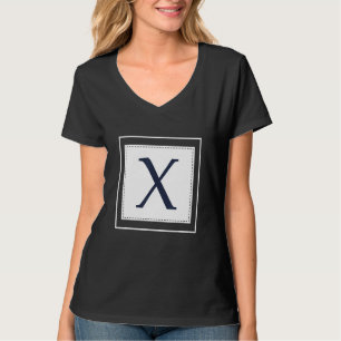 Monogram Letter X Alphabet X Initial Navy Blue T-Shirt