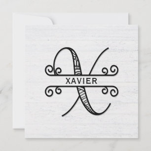Monogram Letter X with Family Name Card