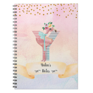 Monogram Letter Y Baby Flamingo Girly Daily Diary Notebook