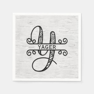 Monogram Letter Y with Family Name Napkin