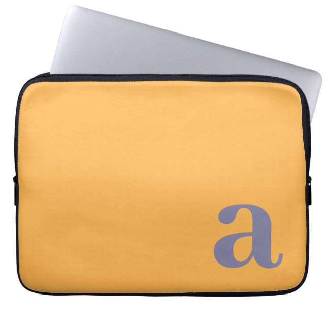 Monogram Letter Yellow Blue Minimalist Laptop Sleeve (Front)