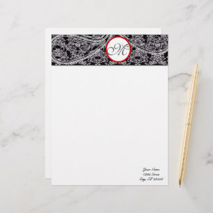 Monogram Letterhead Black and Grey Paisley