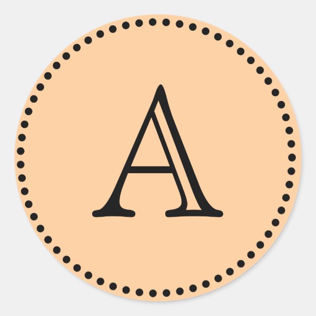 Monogram Letters Classic Round Sticker (Front)