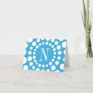 Monogram Light Blue Blank Inside Note Card