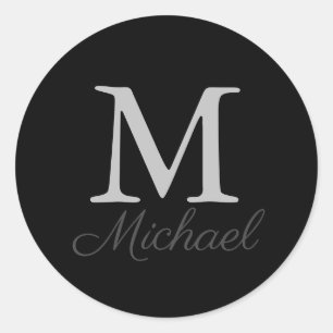 Monogram light fog classic round sticker