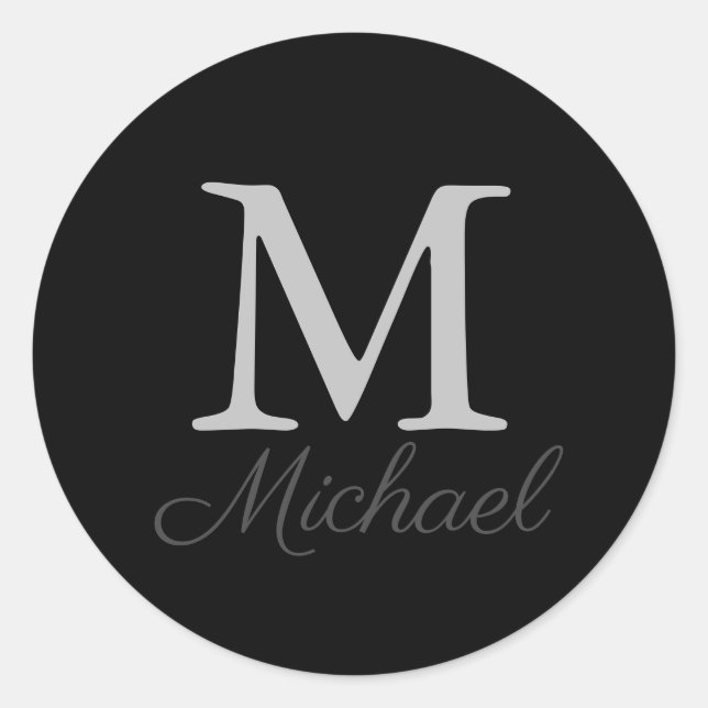 Monogram light fog classic  round sticker (Front)