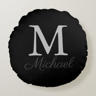 Monogram light fog round cushion