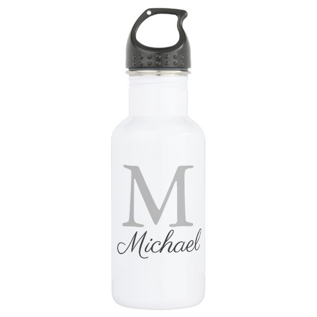 Monogram light fog  stainless steel water bottle (Front)