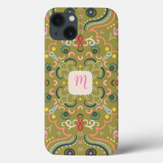 Monogram Light Green & Colourful  iPhone 13 Case