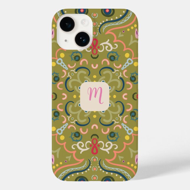 Monogram Light Green & Colourful  Case-Mate iPhone Case (Back)