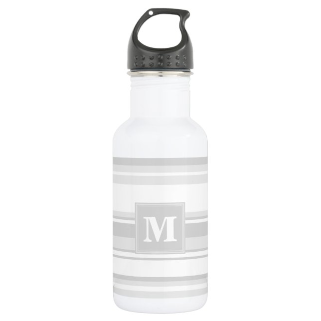 Monogram light grey stripes 532 ml water bottle (Front)