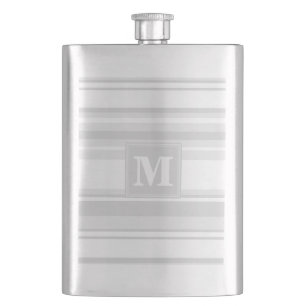 Monogram light grey stripes hip flask