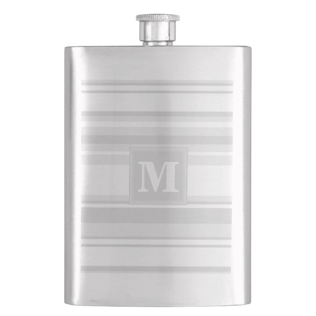 Monogram light grey stripes hip flask (Front)