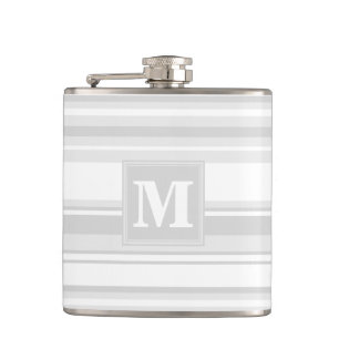 Monogram light grey stripes hip flask