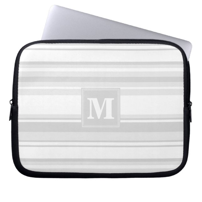 Monogram light grey stripes laptop sleeve (Front)