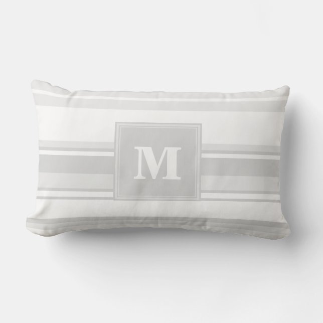 Monogram light grey stripes lumbar cushion (Front)