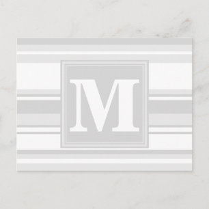 Monogram light grey stripes postcard