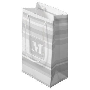 Monogram light grey stripes small gift bag