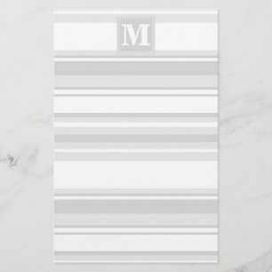 Monogram light grey stripes stationery
