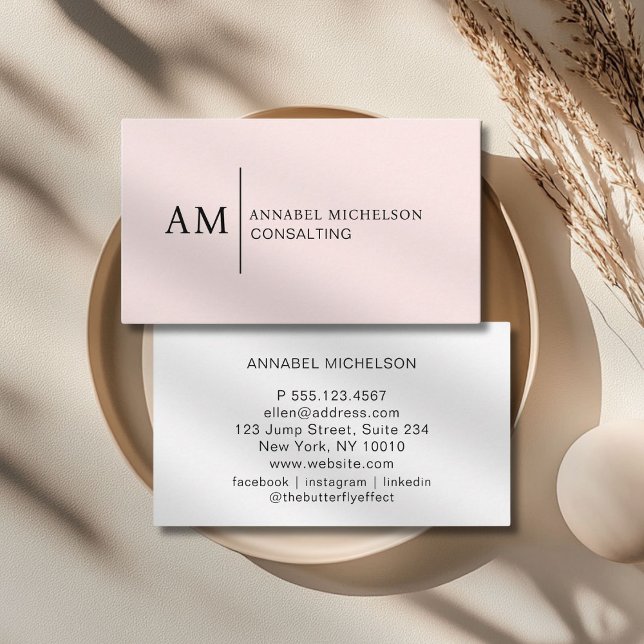 Monogram Lightpink Business Card (Monogram Lightpink Business Card)