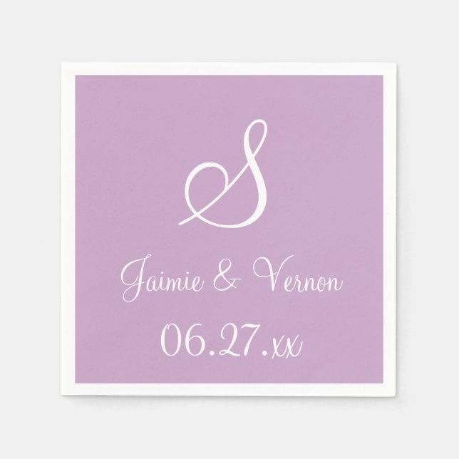 Monogram Lilac Fashionable Monochromatic Napkins (Front)