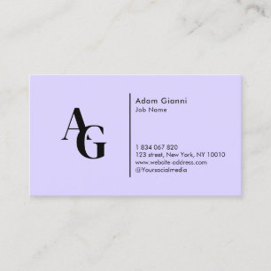 Monogram Lilac Purple Business Card